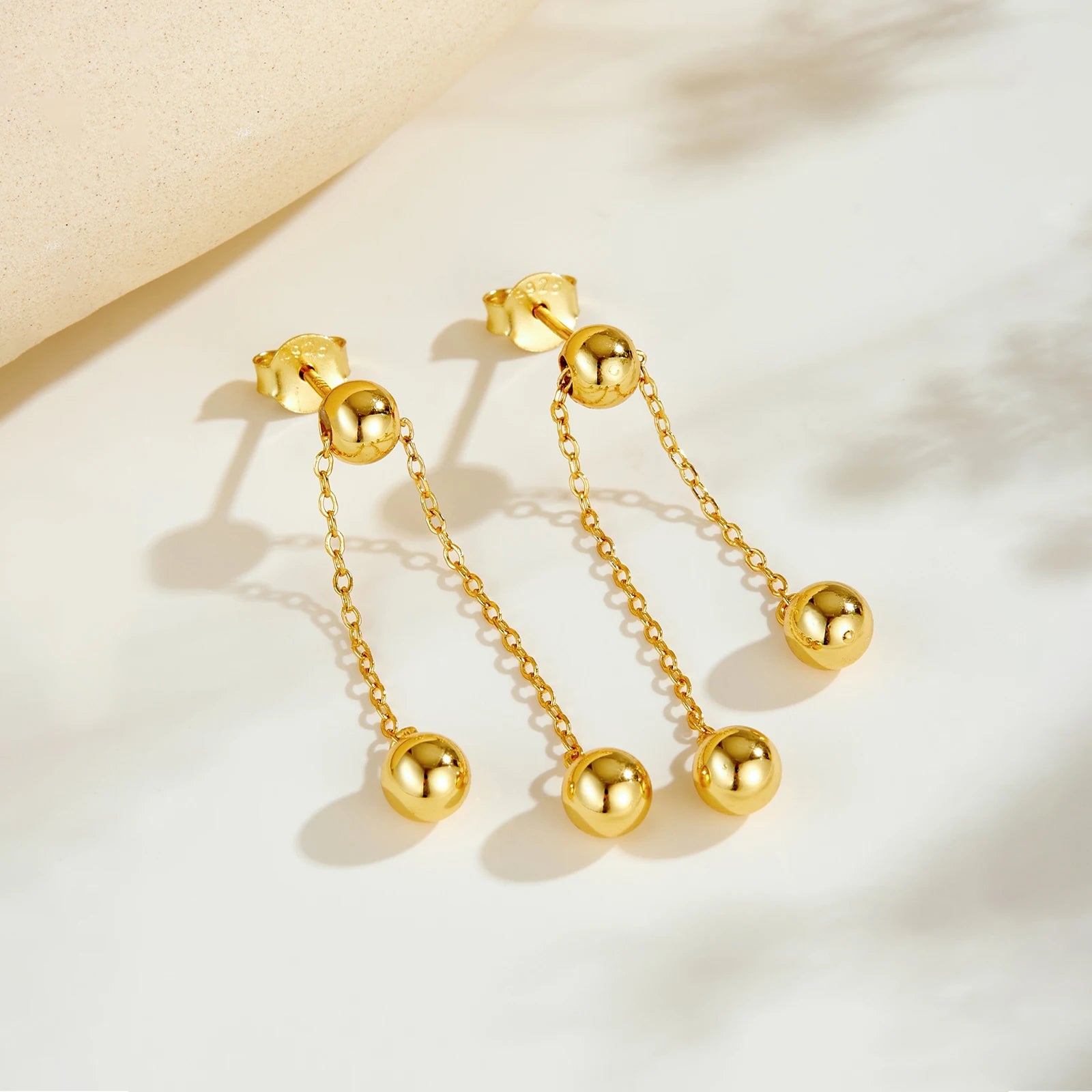 ANDYWEN 925 Sterling Silver Gold Orbs Transformer EarringFringe Drop Dangle Earrings Ball Beads Jewelry for Daily Wear