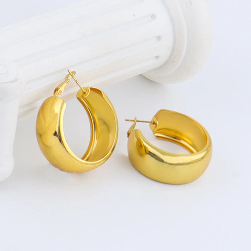 316L Stainless Steel Geometric U-Shape Hoop Earrings 18K Gold Plated Earrings For Women Wide Round Jewelry Fashion Gift